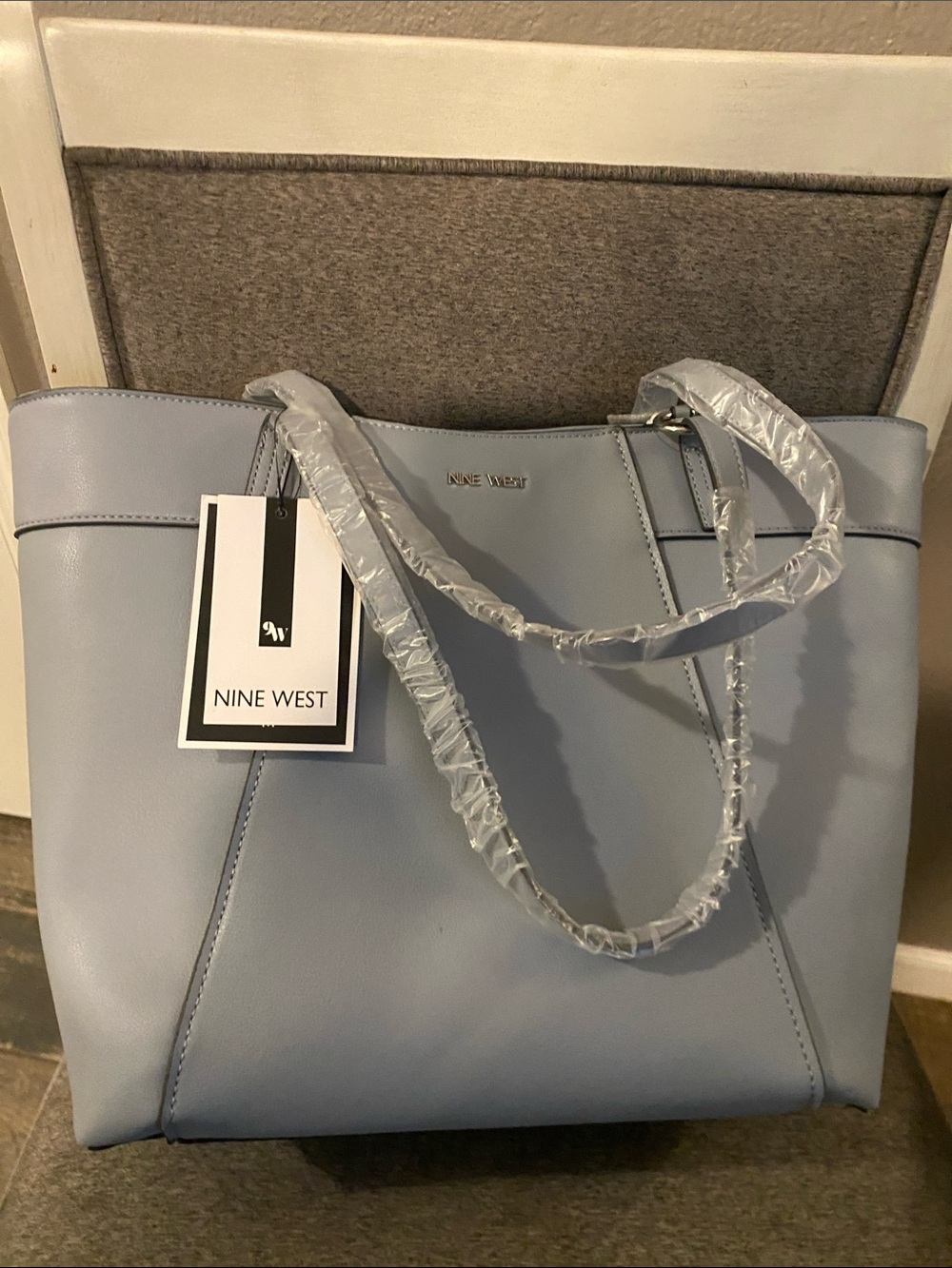 Nine West Pale Blue Tote Bag - Sleek Everyday Shoulder Tote